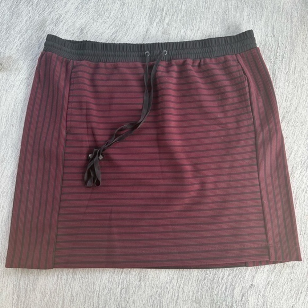 Lou and Grey Maroon and Black Stripped Skirt with Drawstring Waist Size Large